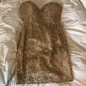 Strapless Gold  Sequence Dress